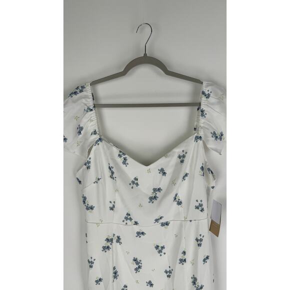 JustFab Flutter Sleeve Midi Dress Marshmallow Romance Floral Womens XXL New - Picture 8 of 14